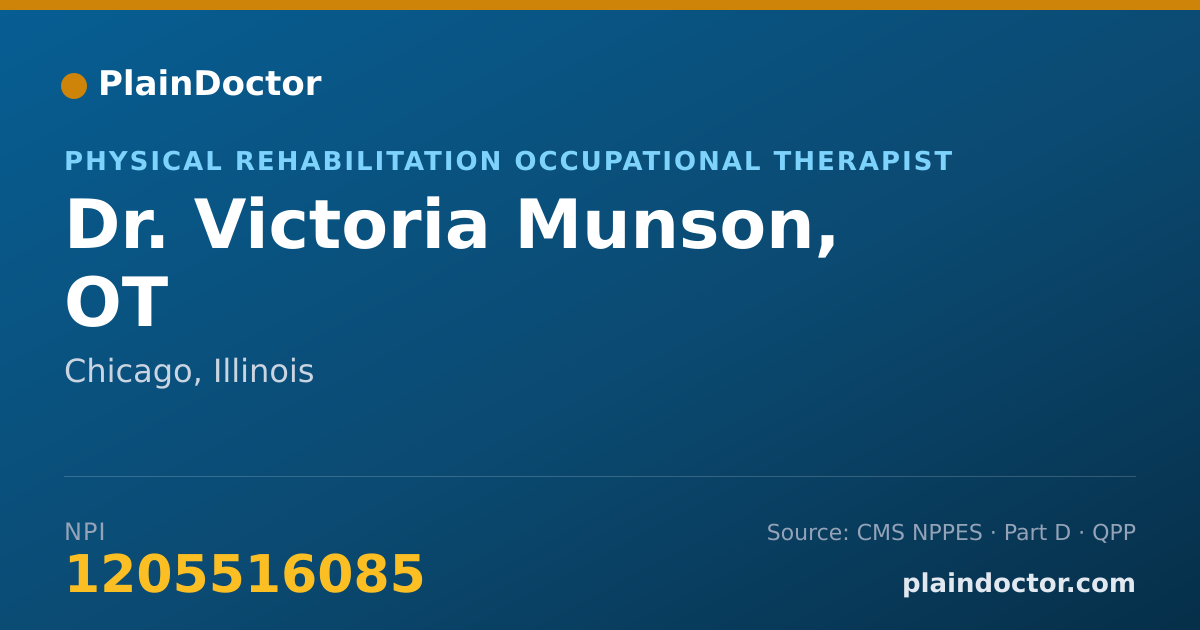 Shareable card for Victoria Munson, OT - Physical Rehabilitation Occupational Therapist, Chicago, IL