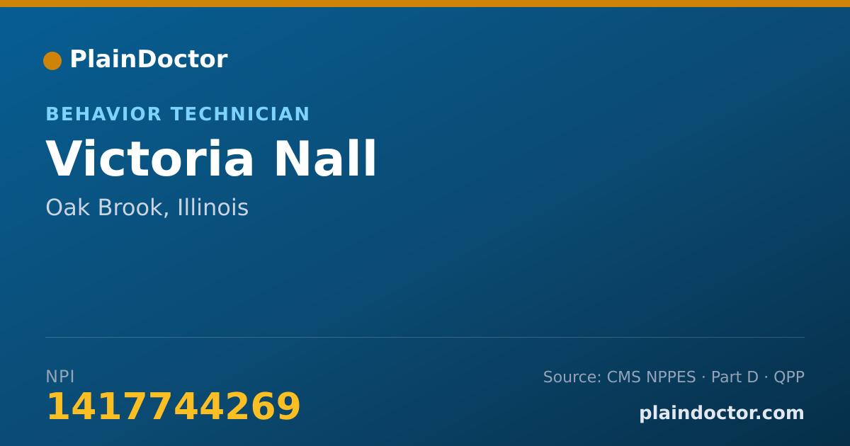 Shareable card for Victoria Nall - Behavior Technician, Oak Brook, IL