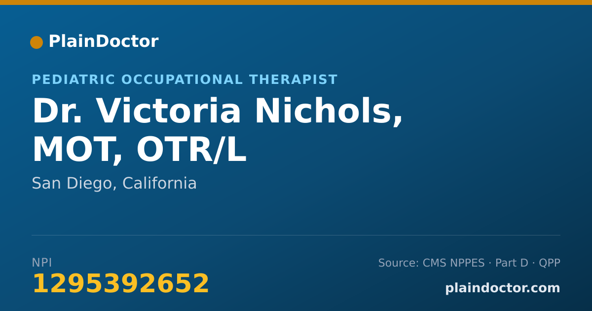 Shareable card for Victoria Nichols, MOT, OTR/L - Pediatric Occupational Therapist, San Diego, CA