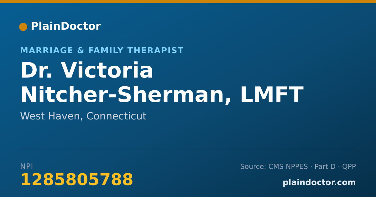 Shareable card for Victoria Nitcher-Sherman, LMFT - Marriage & Family Therapist, West Haven, CT