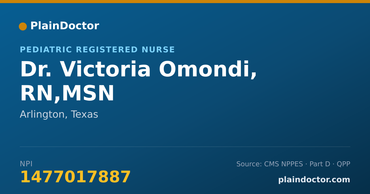 Shareable card for Victoria Omondi, RN,MSN - Pediatric Registered Nurse, Arlington, TX