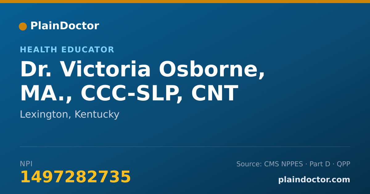 Shareable card for Victoria Osborne, MA., CCC-SLP, CNT - Health Educator, Lexington, KY