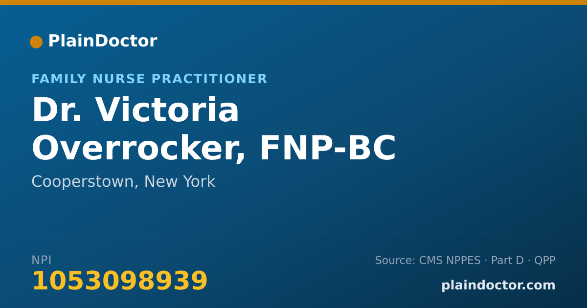 Shareable card for Victoria Overrocker, FNP-BC - Family Nurse Practitioner, Cooperstown, NY