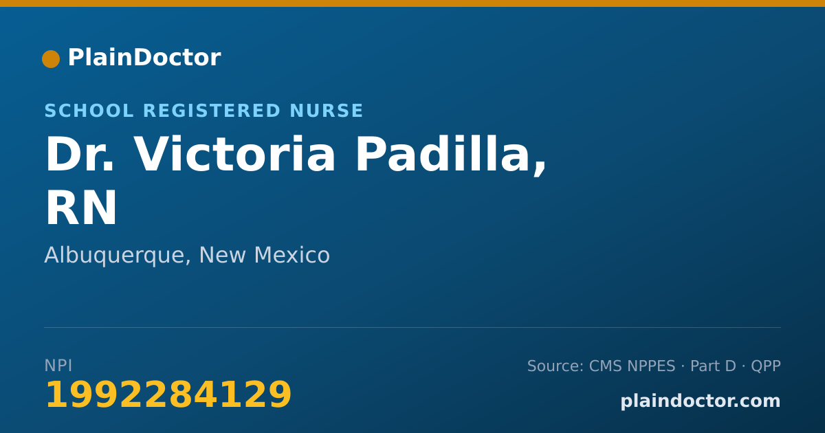 Shareable card for Victoria Padilla, RN - School Registered Nurse, Albuquerque, NM