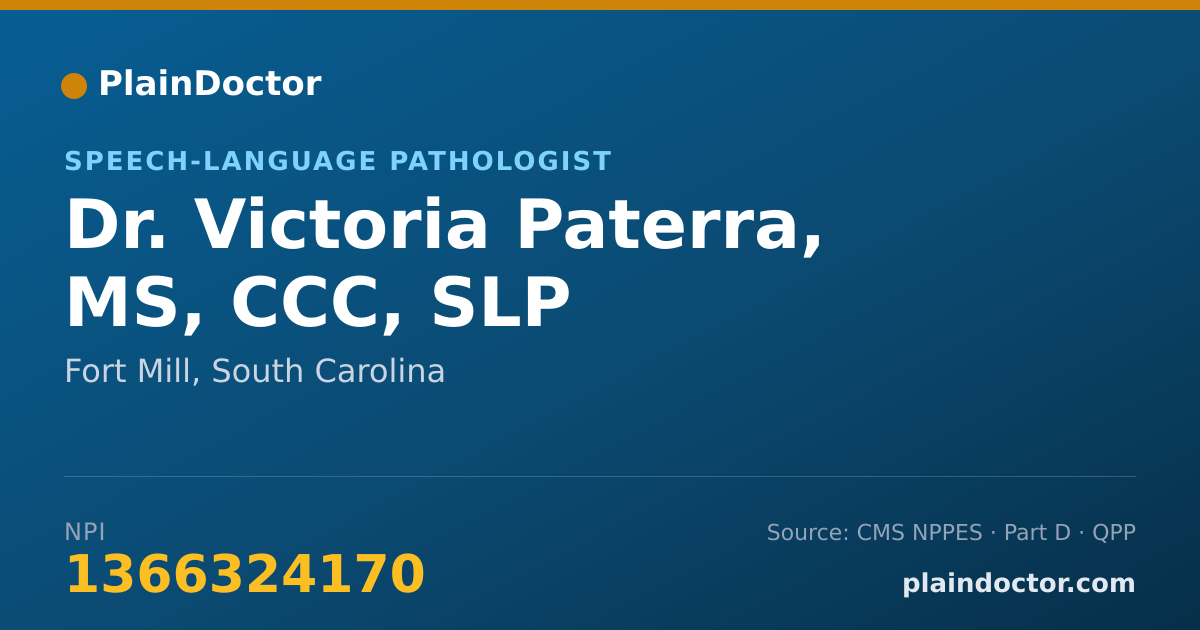 Shareable card for Victoria Paterra, MS, CCC, SLP - Speech-Language Pathologist, Fort Mill, SC