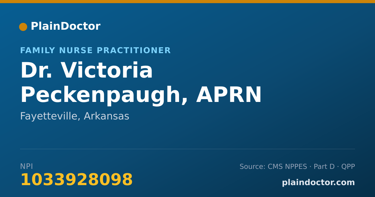 Shareable card for Victoria Peckenpaugh, APRN - Family Nurse Practitioner, Fayetteville, AR