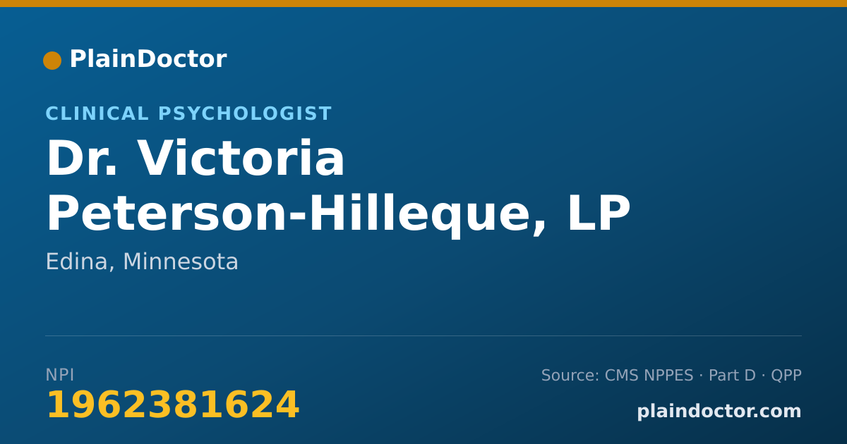 Shareable card for Victoria Peterson-Hilleque, LP - Clinical Psychologist, Edina, MN