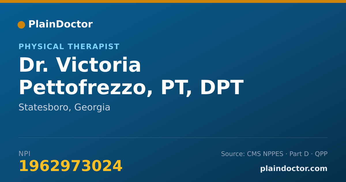 Shareable card for Victoria Pettofrezzo, PT, DPT - Physical Therapist, Statesboro, GA