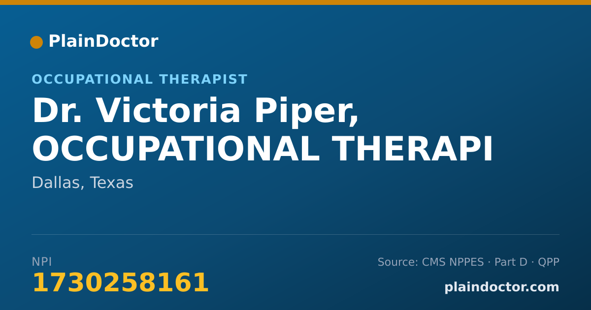 Shareable card for Victoria Piper, OCCUPATIONAL THERAPI - Occupational Therapist, Dallas, TX