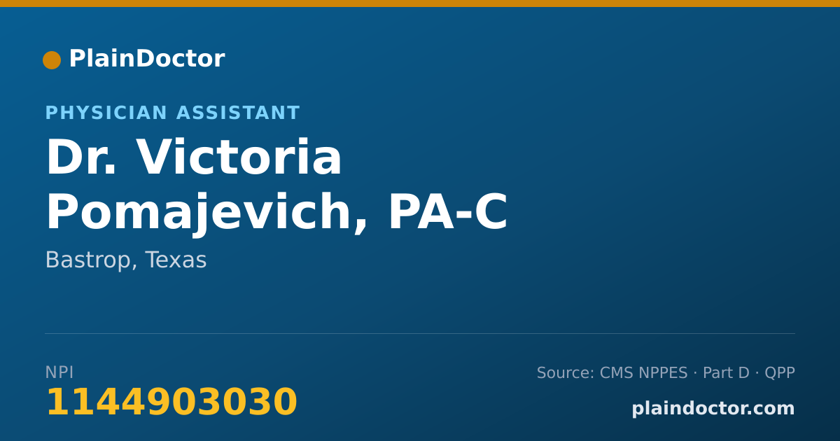 Shareable card for Victoria Pomajevich, PA-C - Physician Assistant, Bastrop, TX