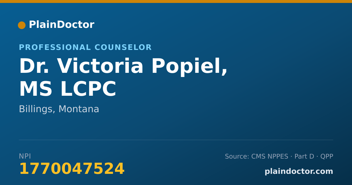Shareable card for Victoria Popiel, MS LCPC - Professional Counselor, Billings, MT