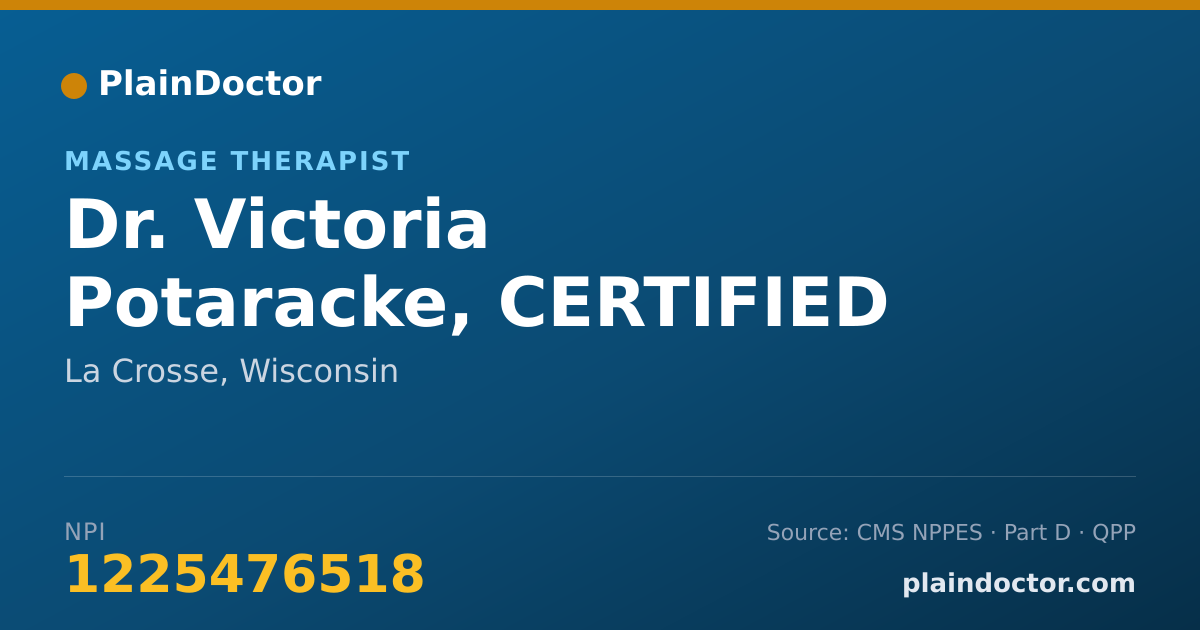 Shareable card for Victoria Potaracke, CERTIFIED MASSAGE TH - Massage Therapist, La Crosse, WI