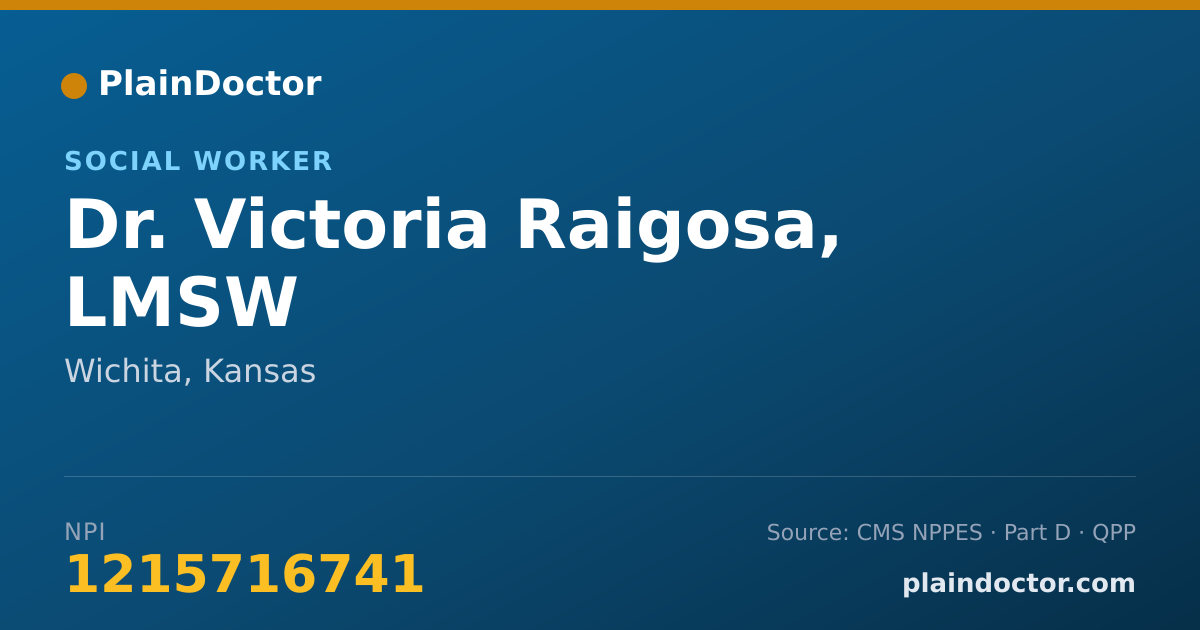 Shareable card for Victoria Raigosa, LMSW - Social Worker, Wichita, KS
