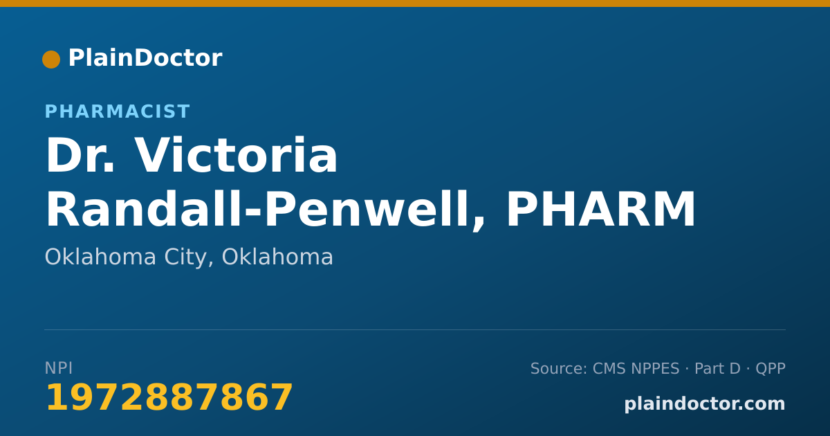 Shareable card for Victoria Randall-Penwell, PHARM D - Pharmacist, Oklahoma City, OK