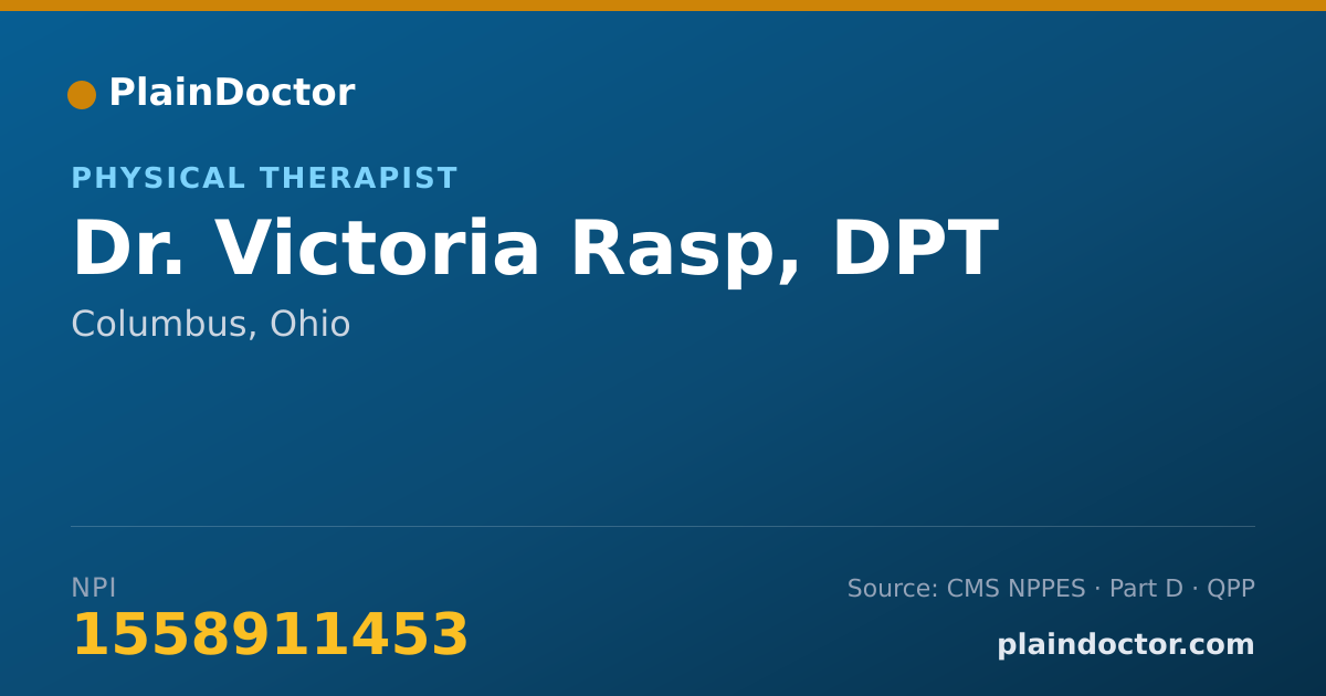 Shareable card for Victoria Rasp, DPT - Physical Therapist, Columbus, OH