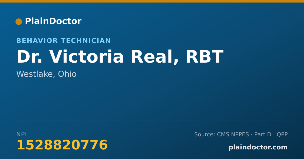 Shareable card for Victoria Real, RBT - Behavior Technician, Westlake, OH