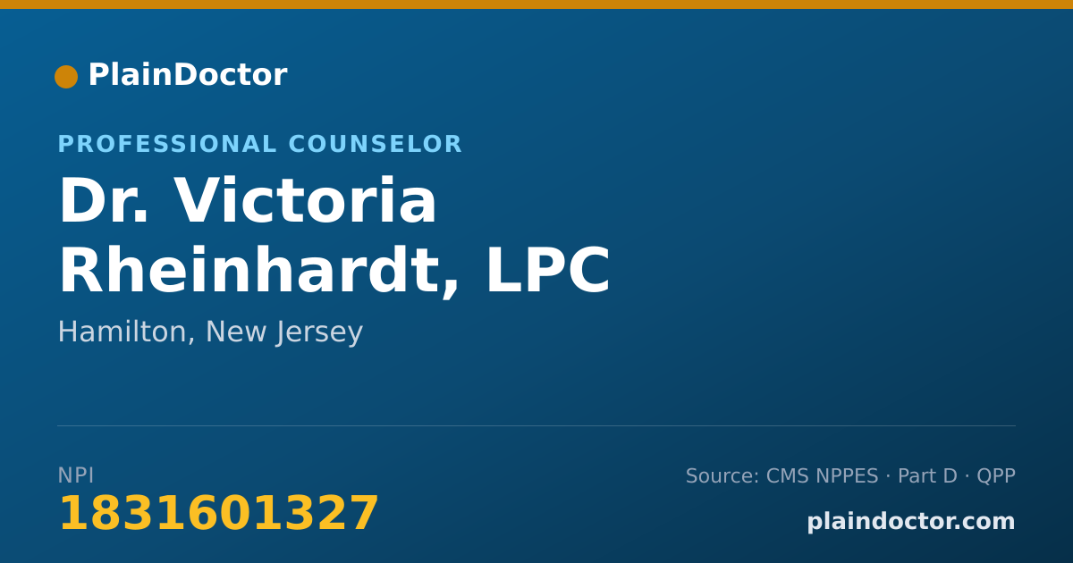 Shareable card for Victoria Rheinhardt, LPC - Professional Counselor, Hamilton, NJ