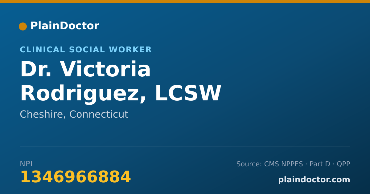 Shareable card for Victoria Rodriguez, LCSW - Clinical Social Worker, Cheshire, CT