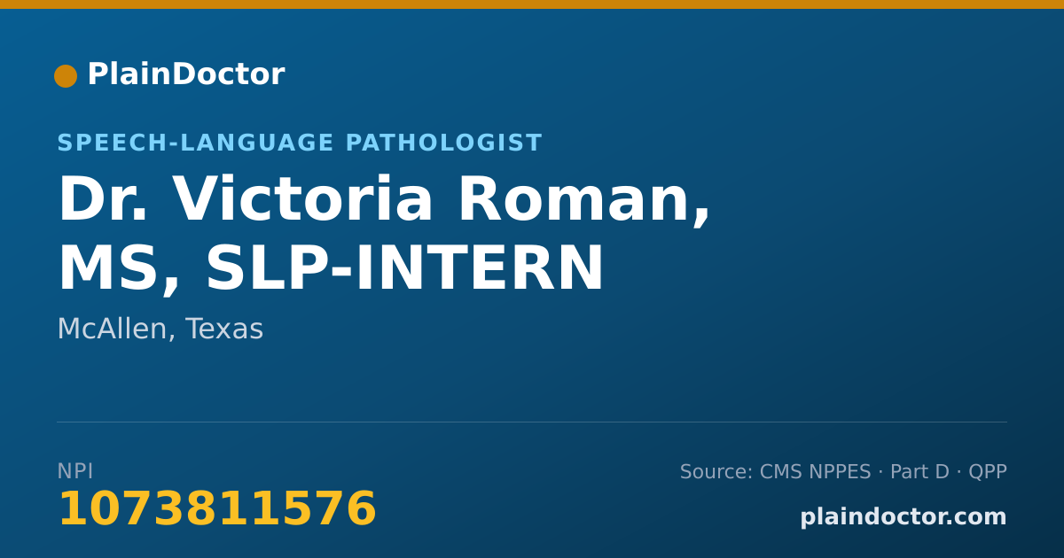 Shareable card for Victoria Roman, MS, SLP-INTERN - Speech-Language Pathologist, McAllen, TX