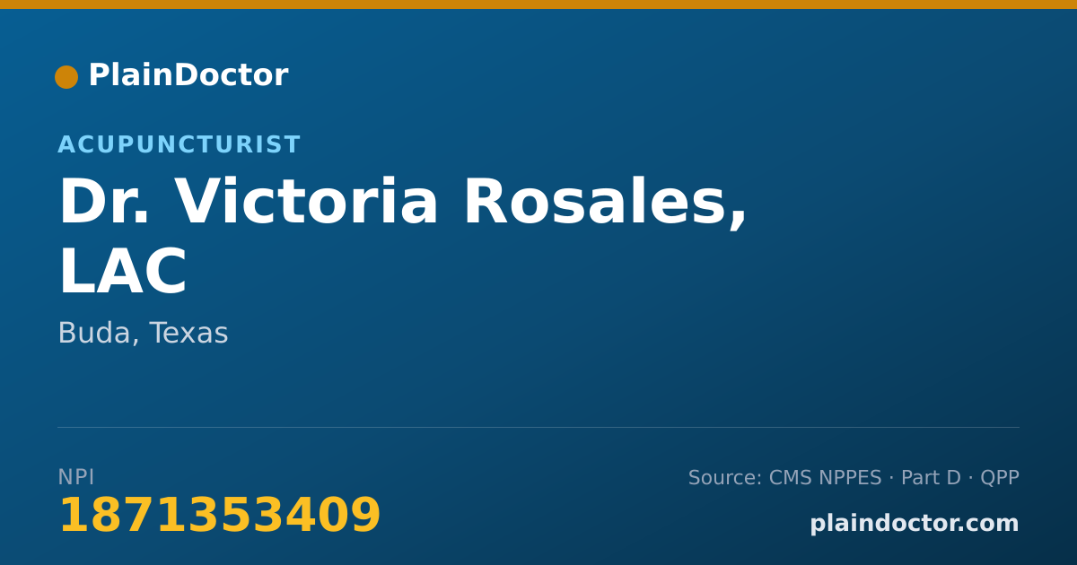 Shareable card for Victoria Rosales, LAC - Acupuncturist, Buda, TX