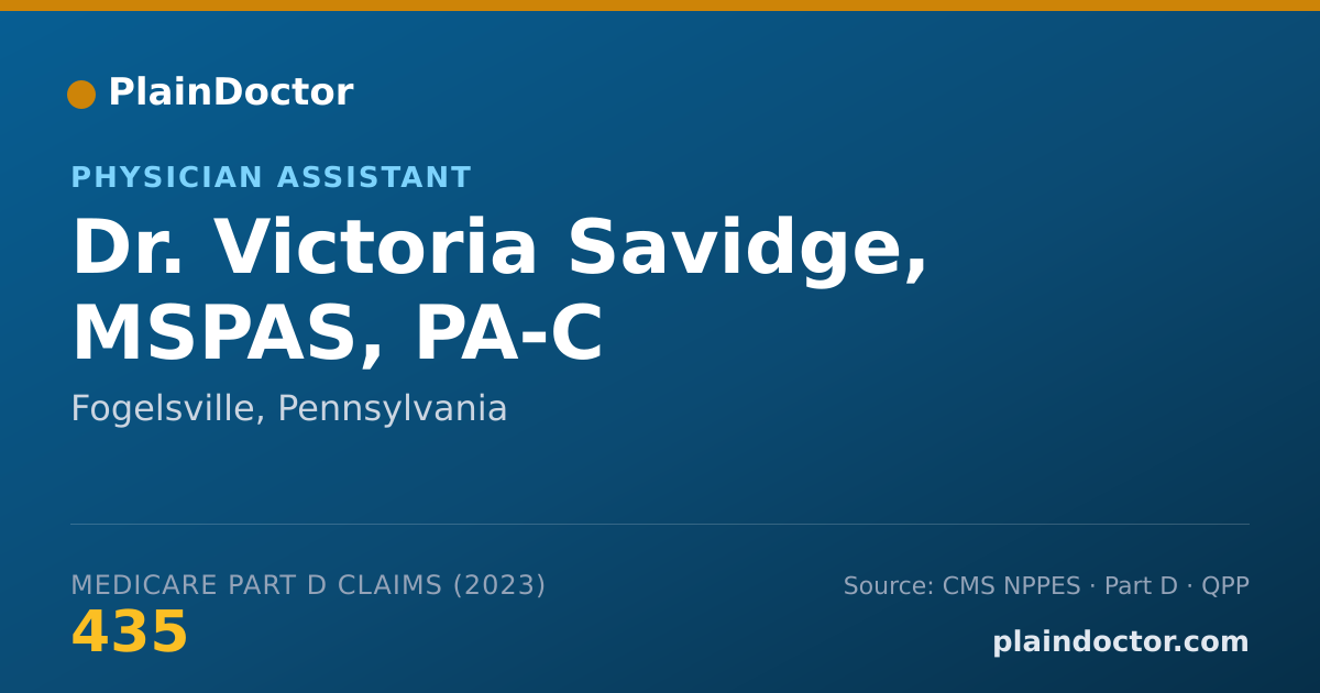 Shareable card for Victoria Savidge, MSPAS, PA-C - Physician Assistant, Fogelsville, PA