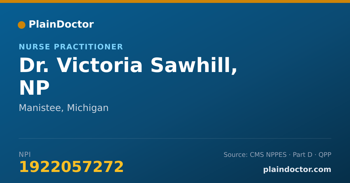 Shareable card for Victoria Sawhill, NP - Nurse Practitioner, Manistee, MI