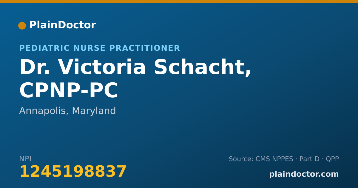 Shareable card for Victoria Schacht, CPNP-PC - Pediatric Nurse Practitioner, Annapolis, MD