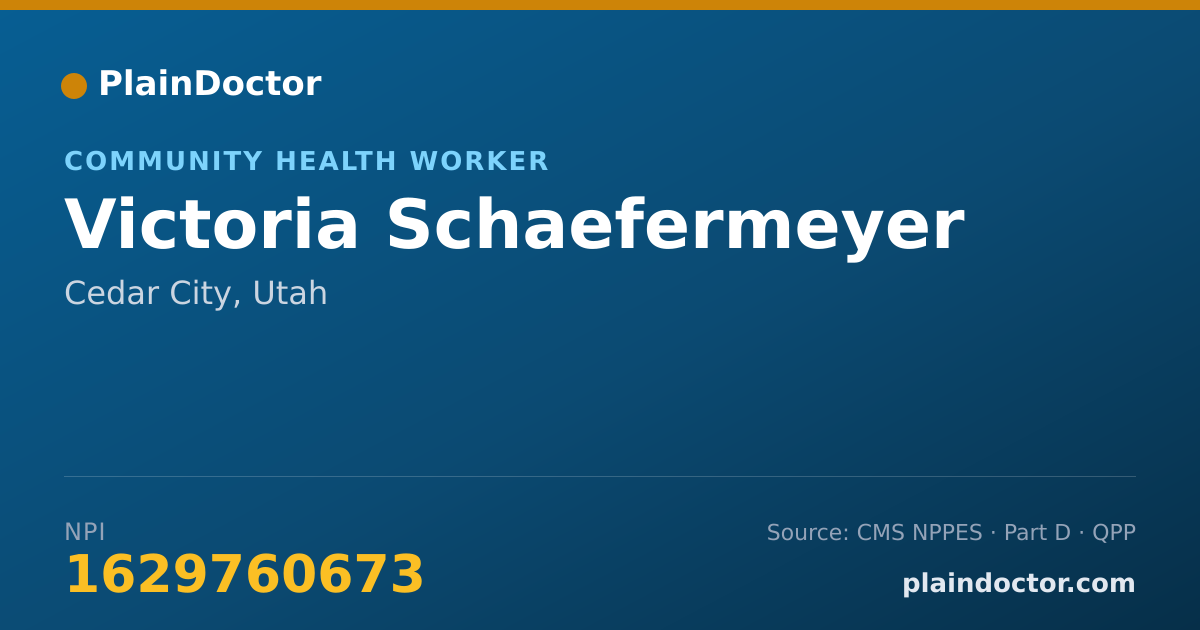 Shareable card for Victoria Schaefermeyer - Community Health Worker, Cedar City, UT