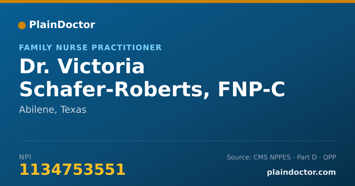 Shareable card for Victoria Schafer-Roberts, FNP-C - Family Nurse Practitioner, Abilene, TX