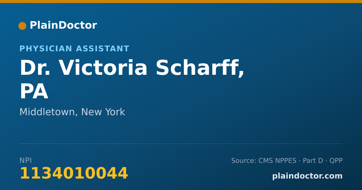 Shareable card for Victoria Scharff, PA - Physician Assistant, Middletown, NY