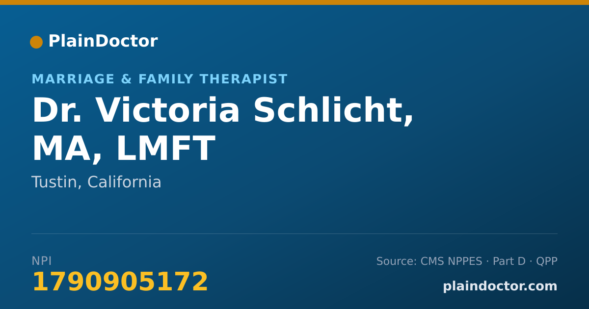 Shareable card for Victoria Schlicht, MA, LMFT - Marriage & Family Therapist, Tustin, CA