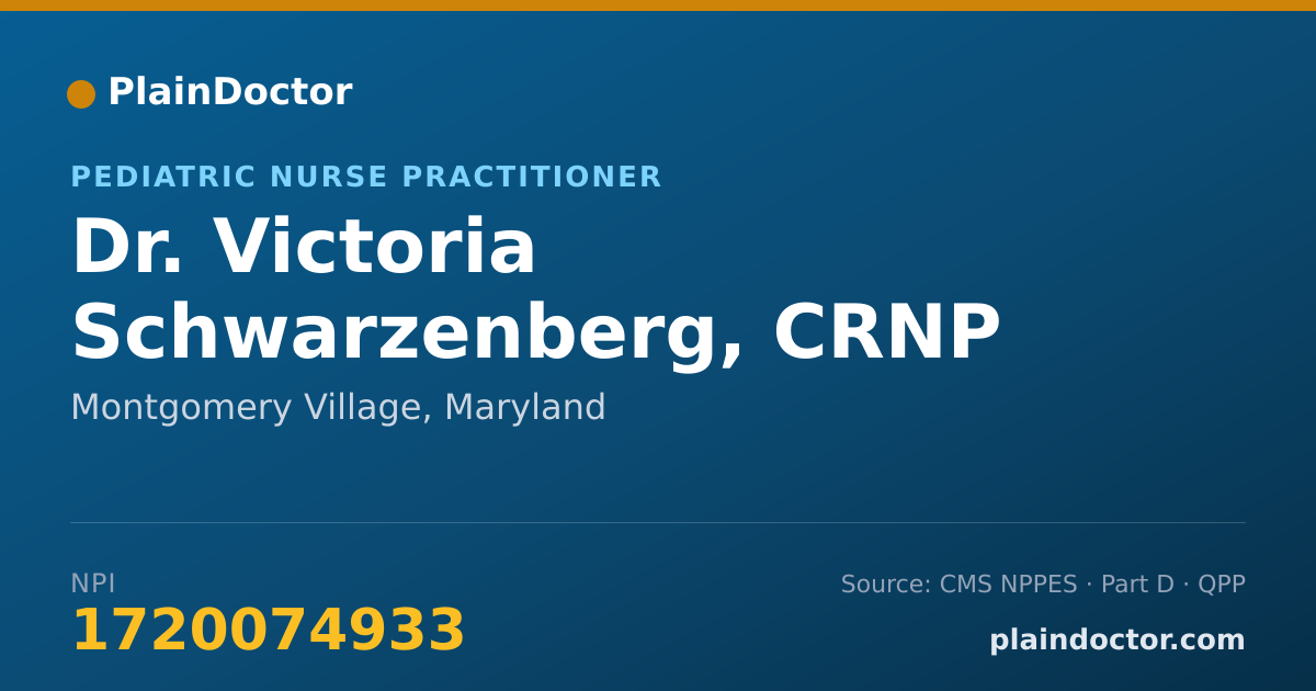 Shareable card for Victoria Schwarzenberg, CRNP - Pediatric Nurse Practitioner, Montgomery Village, MD