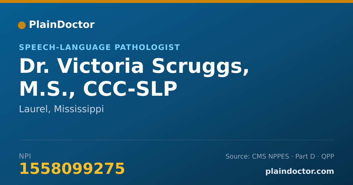 Shareable card for Victoria Scruggs, M.S., CCC-SLP - Speech-Language Pathologist, Laurel, MS