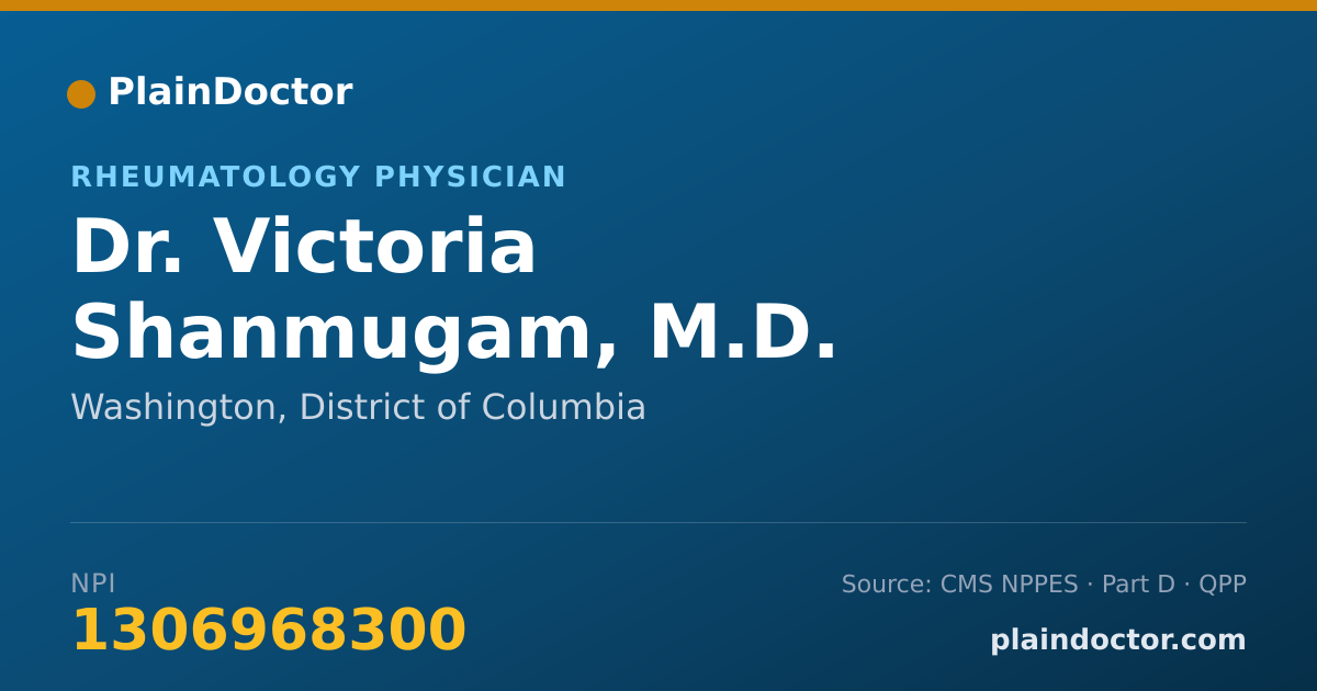 Shareable card for Victoria Shanmugam, M.D. - Rheumatology Physician, Washington, DC