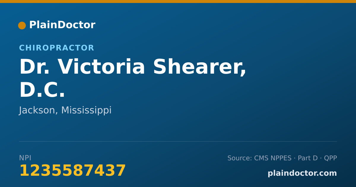 Shareable card for Victoria Shearer, D.C. - Chiropractor, Jackson, MS