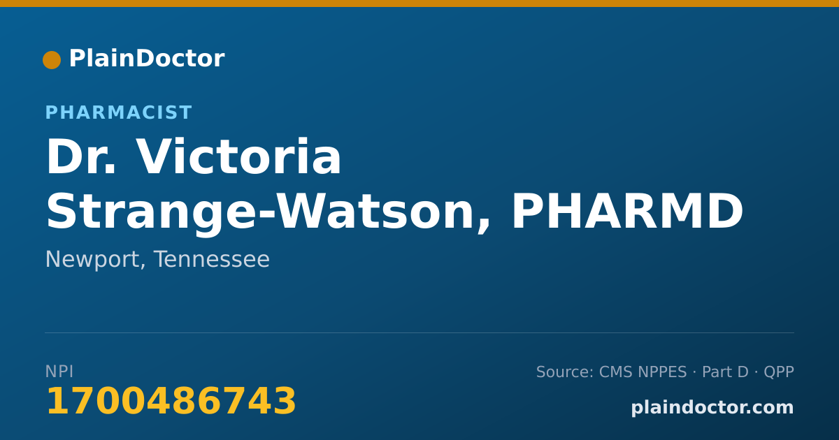 Shareable card for Victoria Strange-Watson, PHARMD - Pharmacist, Newport, TN