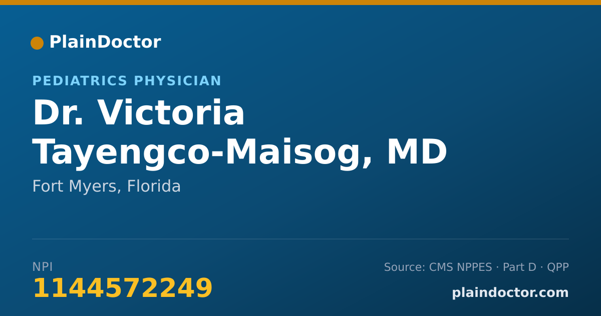 Shareable card for Victoria Tayengco-Maisog, MD - Pediatrics Physician, Fort Myers, FL