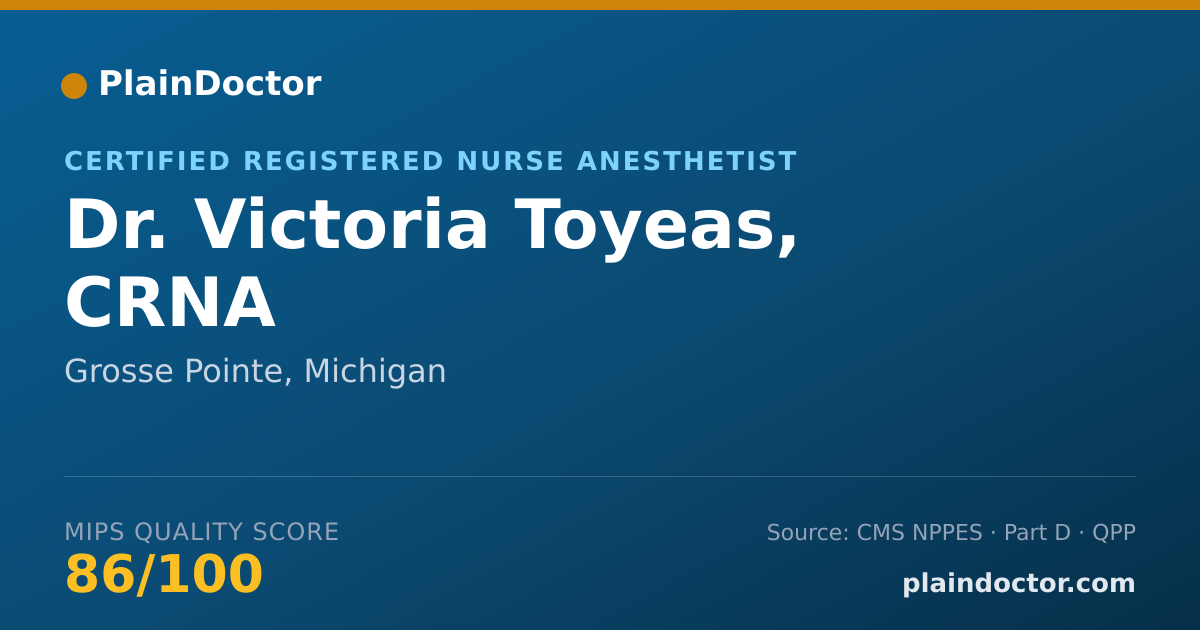 Shareable card for Victoria Toyeas, CRNA - Certified Registered Nurse Anesthetist, Grosse Pointe, MI