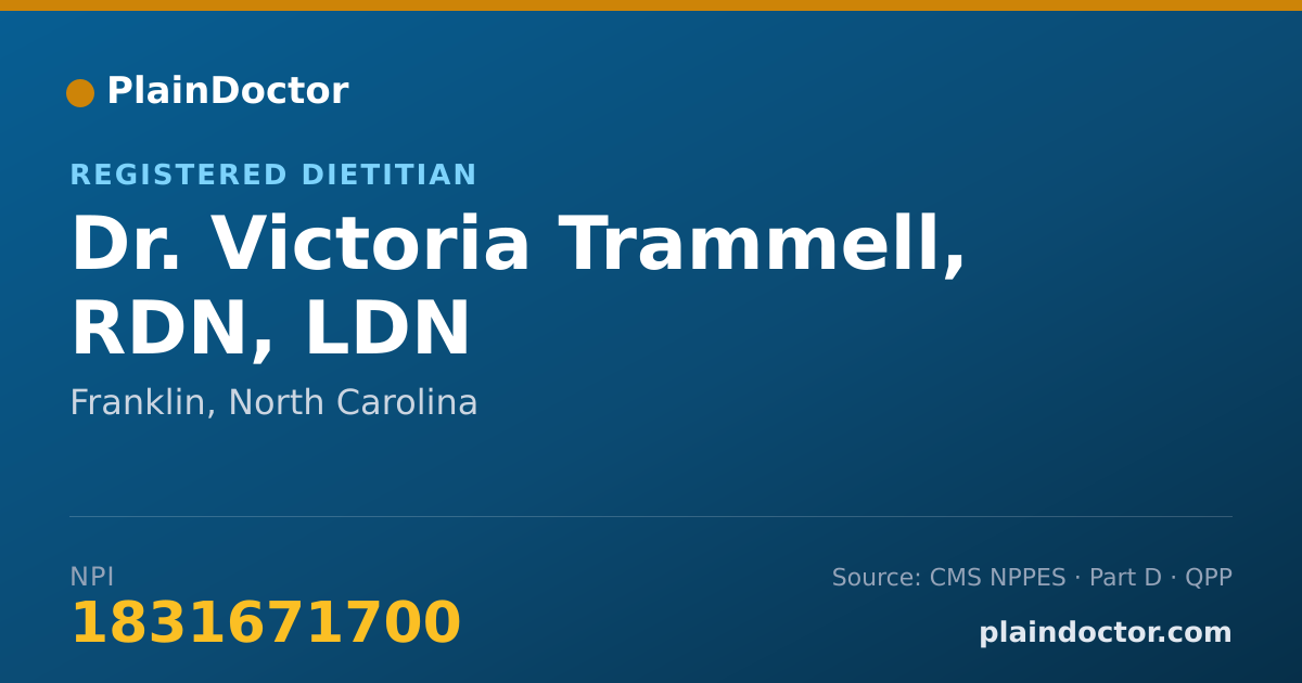 Shareable card for Victoria Trammell, RDN, LDN - Registered Dietitian, Franklin, NC