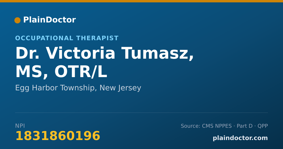 Shareable card for Victoria Tumasz, MS, OTR/L - Occupational Therapist, Egg Harbor Township, NJ