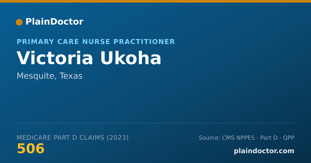 Shareable card for Victoria Ukoha - Primary Care Nurse Practitioner, Mesquite, TX