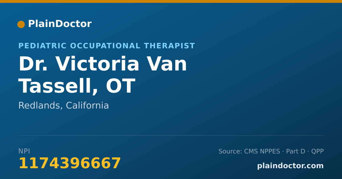 Shareable card for Victoria Van Tassell, OT - Pediatric Occupational Therapist, Redlands, CA