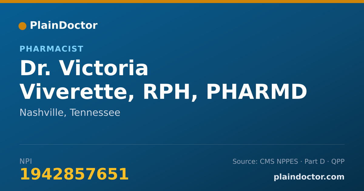 Shareable card for Victoria Viverette, RPH, PHARMD - Pharmacist, Nashville, TN