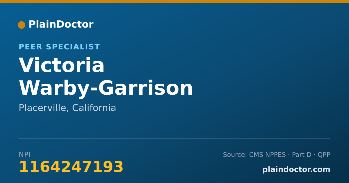 Shareable card for Victoria Warby-Garrison - Peer Specialist, Placerville, CA