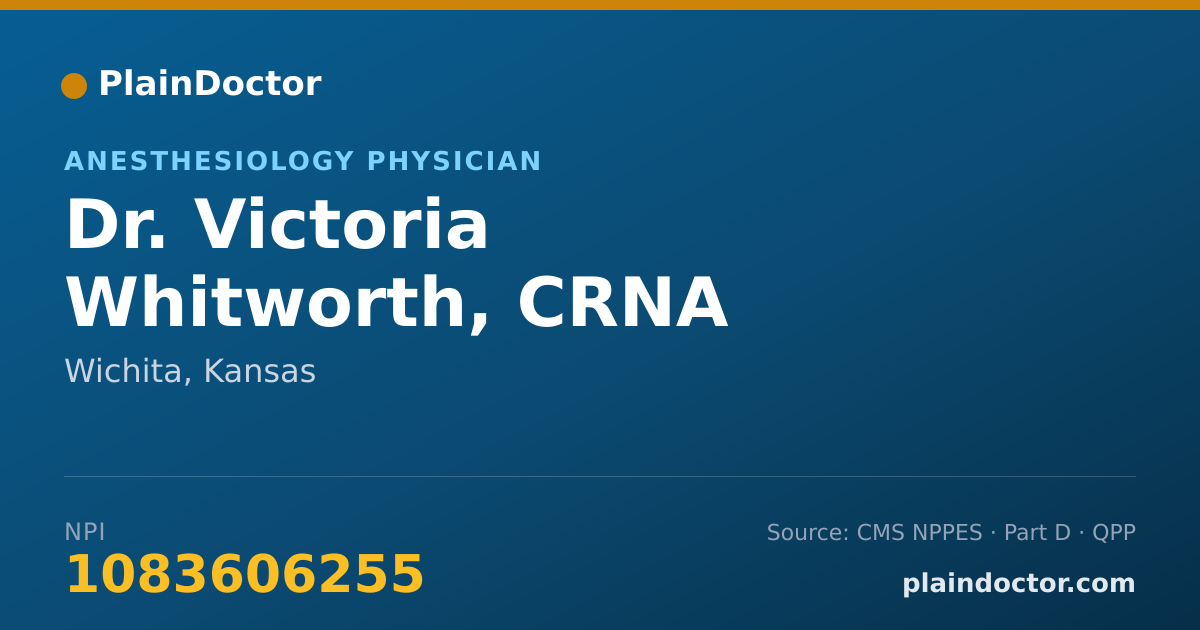Shareable card for Victoria Whitworth, CRNA - Anesthesiology Physician, Wichita, KS
