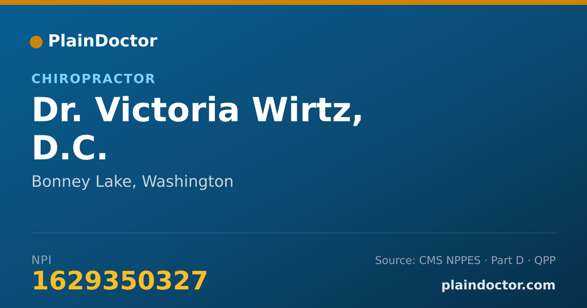 Shareable card for Victoria Wirtz, D.C. - Chiropractor, Bonney Lake, WA