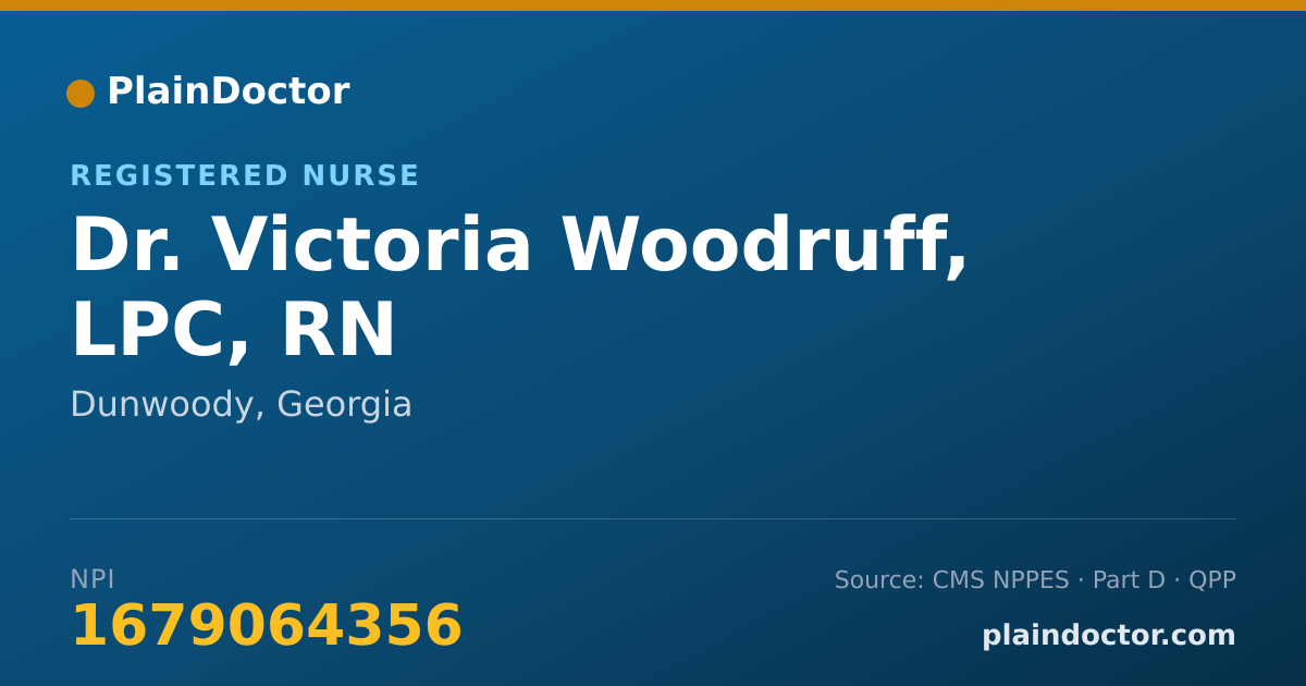 Shareable card for Victoria Woodruff, LPC, RN - Registered Nurse, Dunwoody, GA