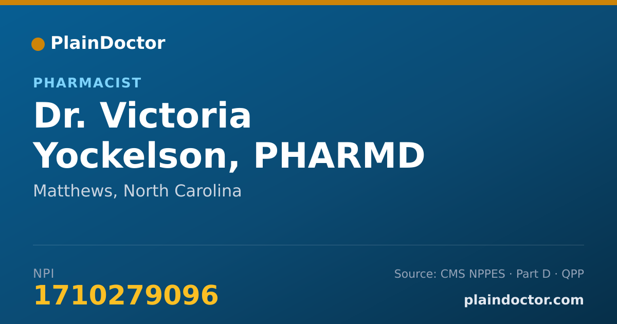 Shareable card for Victoria Yockelson, PHARMD - Pharmacist, Matthews, NC