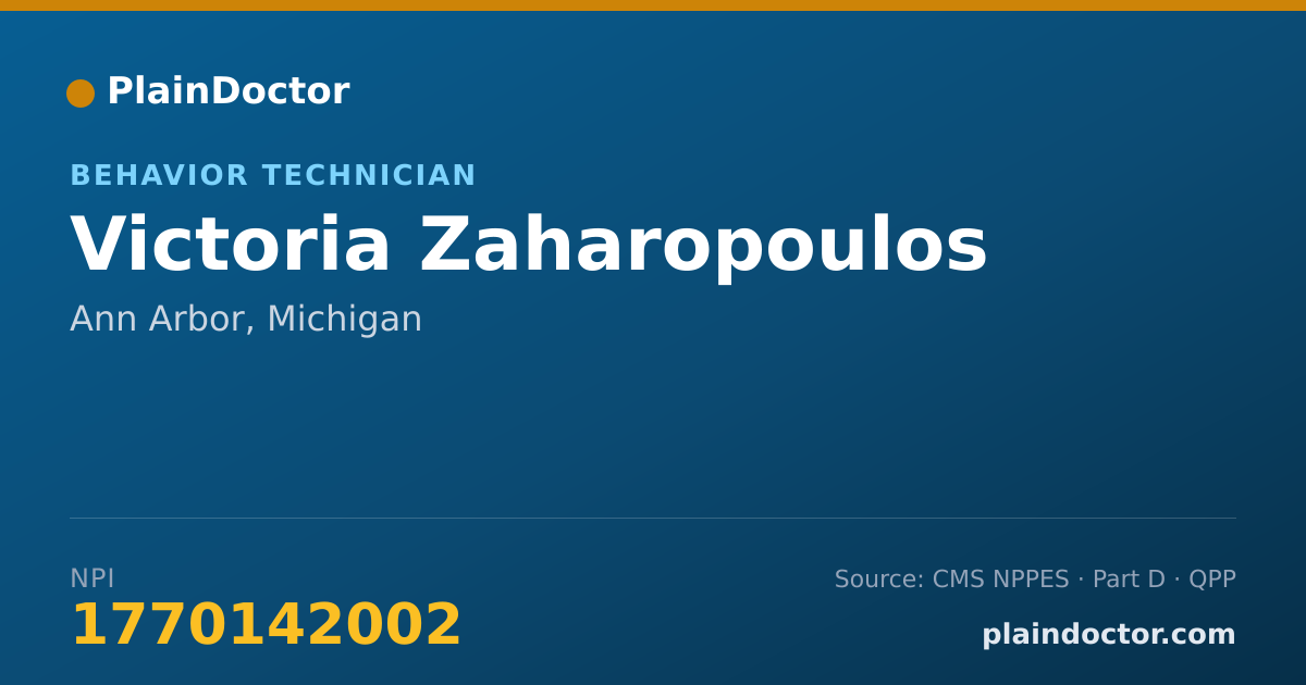 Shareable card for Victoria Zaharopoulos - Behavior Technician, Ann Arbor, MI