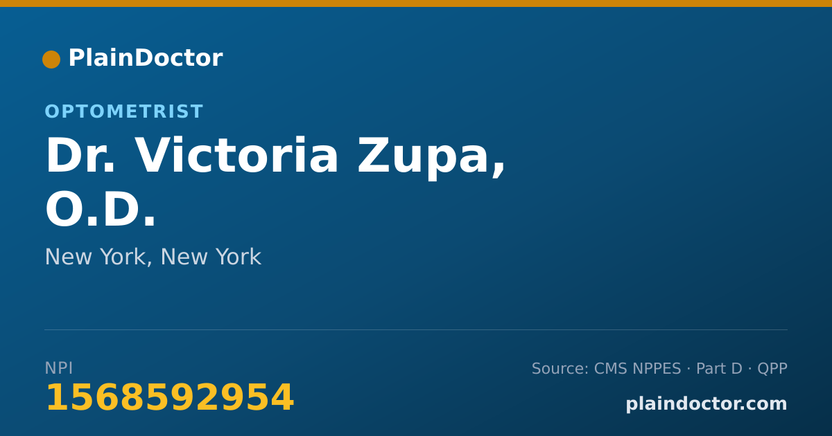 Shareable card for Victoria Zupa, O.D. - Optometrist, New York, NY